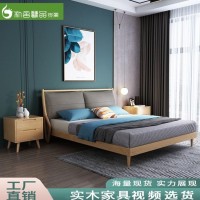 新中式實(shí)木簡約床 現(xiàn)代化雙人床 量大從優(yōu)